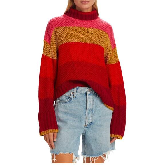 Farm Plantage Rio Stripes Sweater Knitted Mock Neck Oversized Size XS NWOT - Picture 1 of 12